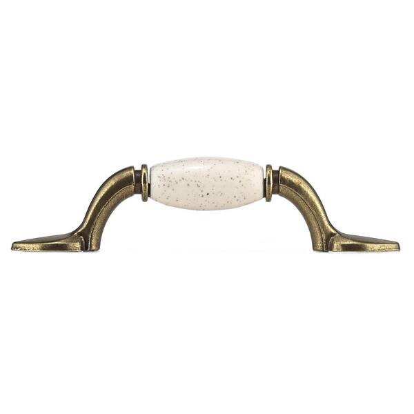 Richelieu 3-in (76mm) Center to Center Oatmeal and Burnished Brass Arch Handle Drawer Pull