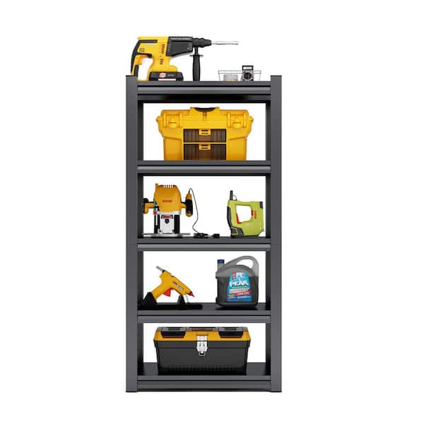 Tunearary 5 Tier 35.4 in. W x 72 in. H Heavy-Duty Metal Standing Garage Storage Racks Shelving Unit in Black