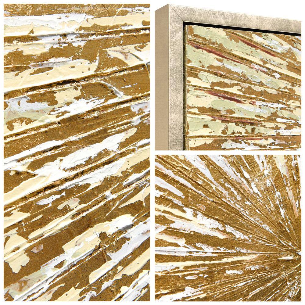Radiant Burst Metallic Hand Painted Canvas Wall Art in Champagne Gold Frame