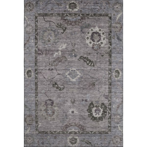 Mayfield Premium Machine Washable Abstract AMF2230 Pewter 10 ft. x 14 ft. Area Rug