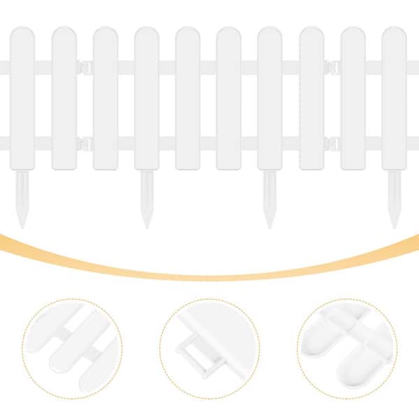 16.1 in. H x 18.3 in. W Plastic Fence, Garden Fence, Set of 24, White