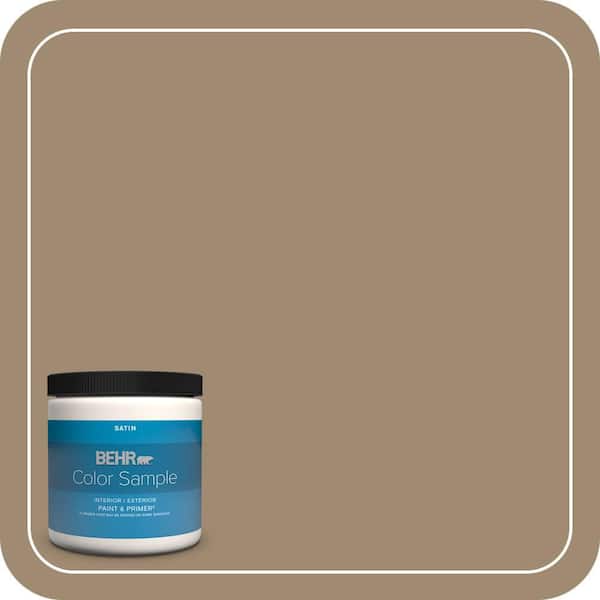 BEHR PREMIUM PLUS 8 oz. #PMD-102 River Mud Satin Enamel Interior/Exterior Paint & Primer Color Sample