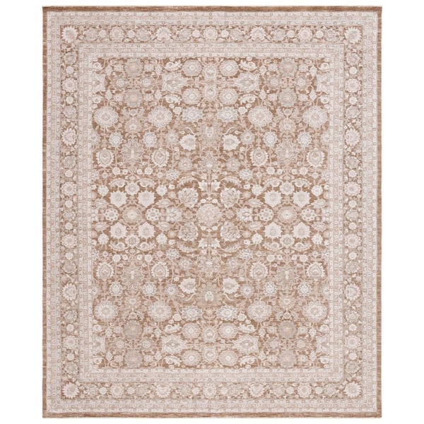 Willow 9 ft. x 12 ft. Light Brown/Ivory Ornate Border Area Rug