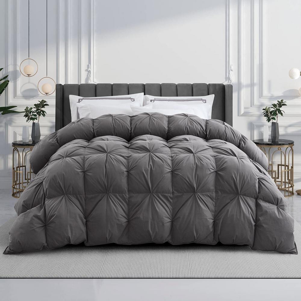 Feather Down Comforter King, Beautiful Pinch Pleat Duvet Insert, 100%  Cotton Fabric, All Season 106 x 90 in. 8933YW4SSA1 - The Home Depot