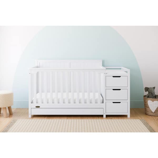 Hadley White 4-in-1 Convertible Crib and Changer with Drawer