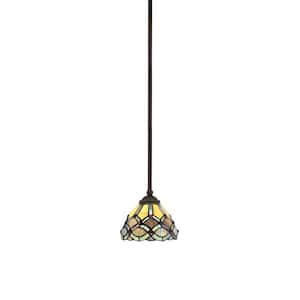 Clevelend 100-Watt 1Light Brown Pendant Mini Pendant Light with Grand Merlot Art Glass Shade and Light Bulb Not Included