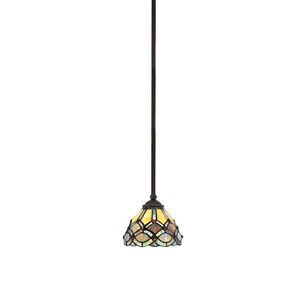 Unbranded Clevelend 100-Watt 1Light Brown Pendant Mini Pendant Light with Grand Merlot Art Glass Shade and Light Bulb Not Included