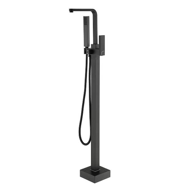 1-Handle Freestanding Clawfoot Tub Faucet with Hand Shower in Matte Black, UPC Certified