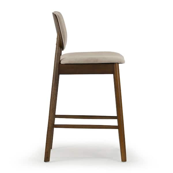 Azura 26 in. Gray Wooden Counter Stool with Fabric Seat 2 Set of Included