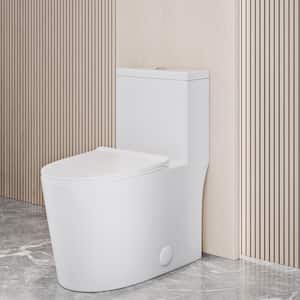 1-Piece 1.1 GPF Single Flush Dreux High Efficiency Elongated Toilet with Extra-Strong Flush Technology