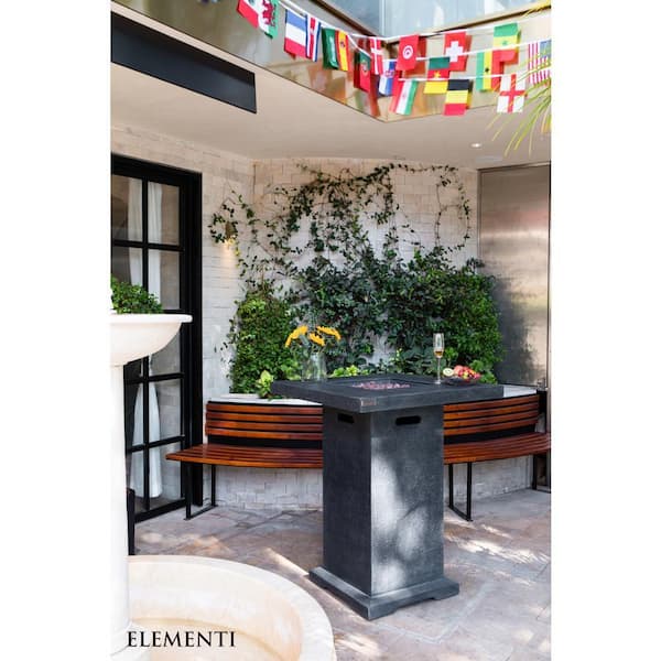 Elementi Montreal 44 in. High Square Dark Grey Concrete Liquid Propane Fire Pit