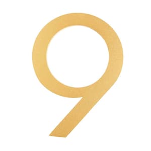 8 in. Brushed Brass Aluminum Floating or Flat Modern House Number 9