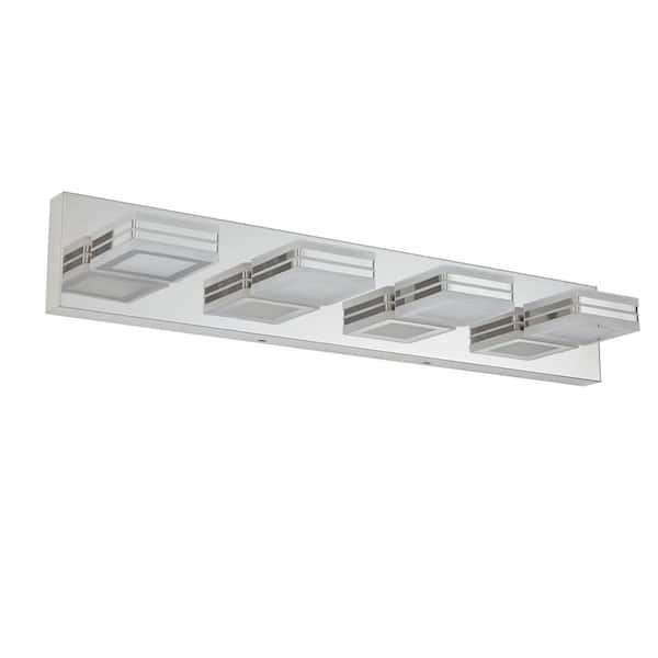 Keazile Arlo 25 in. 4-Lights Chrome LED Vanity Light Bar with Moisture-proof and Energy savings