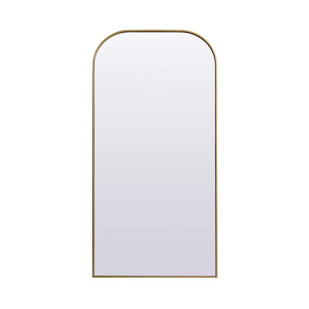Simply Living 35 in. W x 72 in. H Arch Metal Framed Brass Full Length Mirro