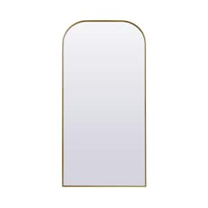 Simply Living 35 in. W x 72 in. H Arch Metal Framed Brass Full Length Mirror