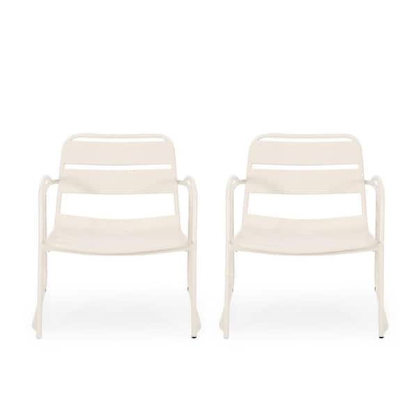Cowan Matte White Metal Outdoor Patio Dining Chair (2-Pack)