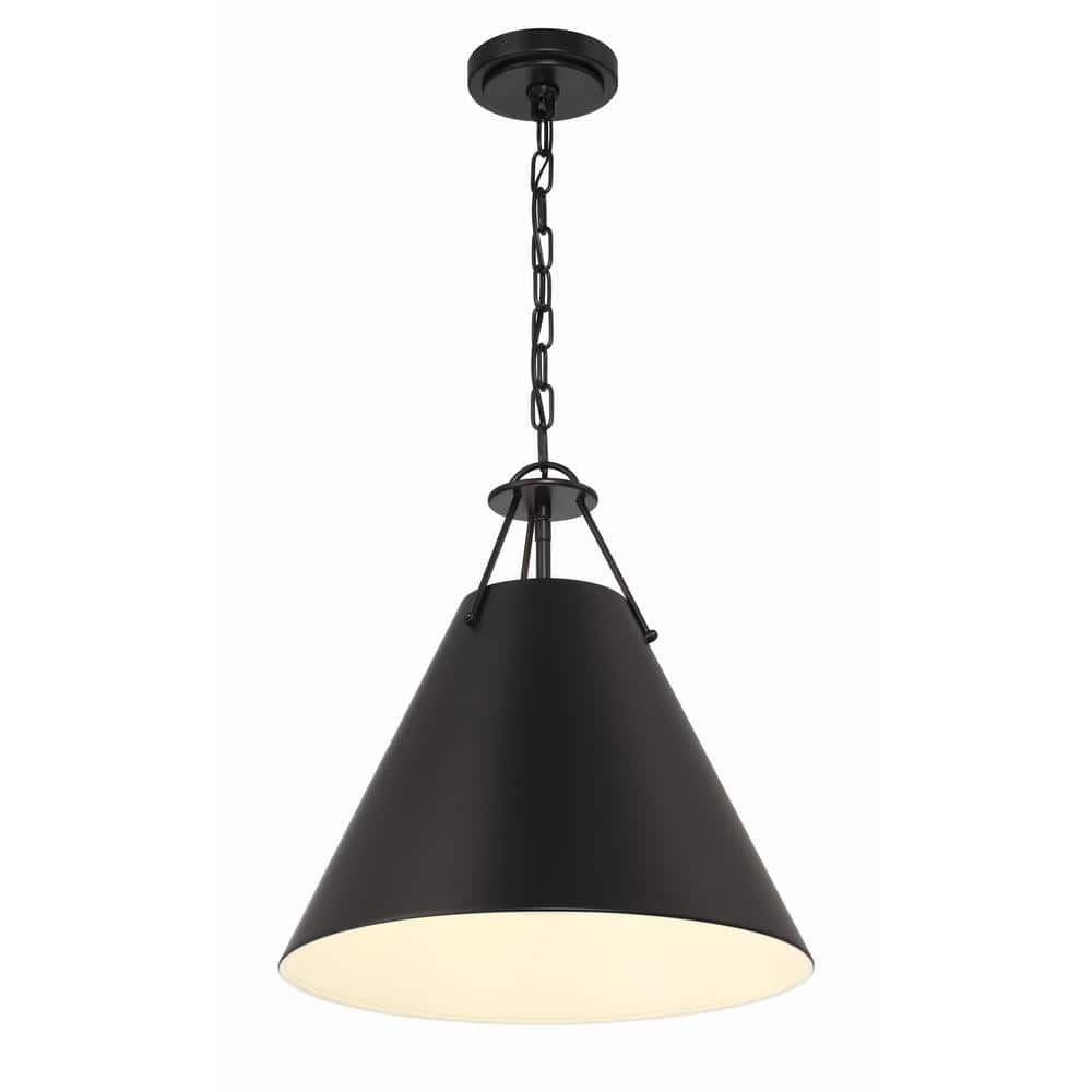 Xavier Matte Black Steel 3-Light Pendant with Conical Shade