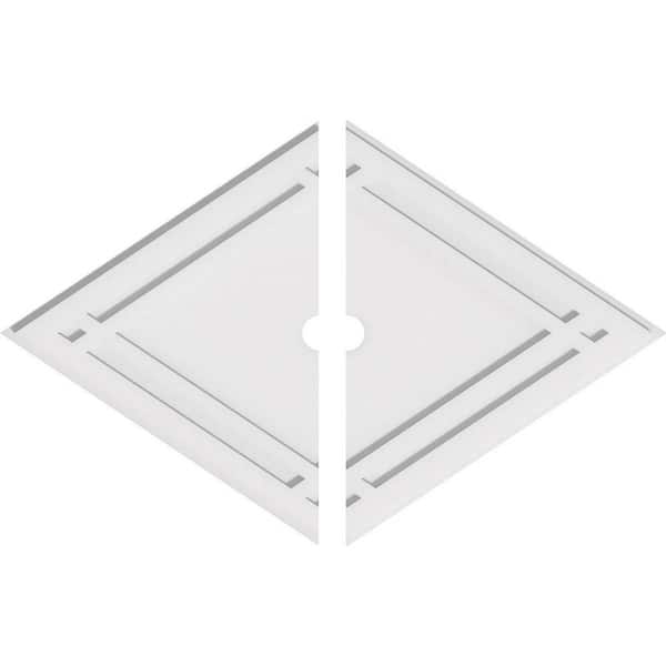 Ekena Millwork 36 in. W x 24 in. H x 2 in. ID x 1 in. P Diamond Architectural Grade PVC Contemporary Ceiling Medallion (2-Piece)