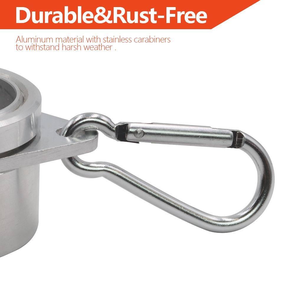 Silver Aluminum Flagpole Mounting Rings Set with Carabiners