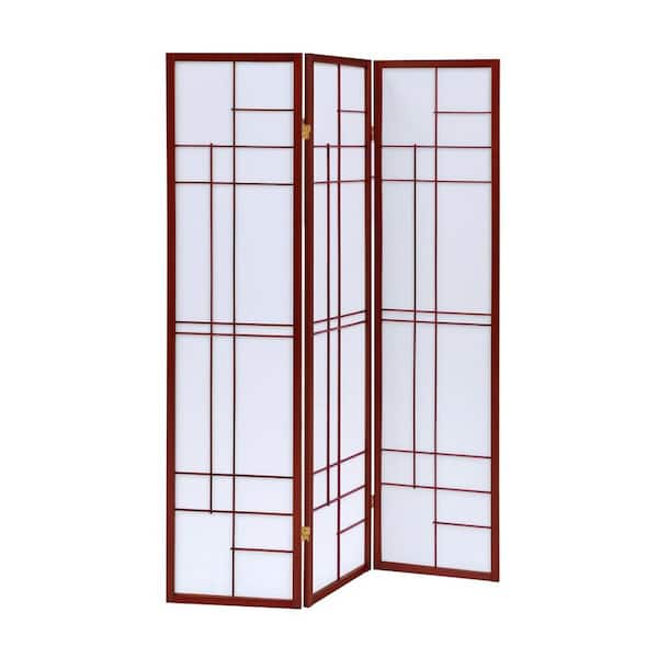 SIMPLE RELAX Xanthus 3 Panel Folding Floor Screen in White and Cherry