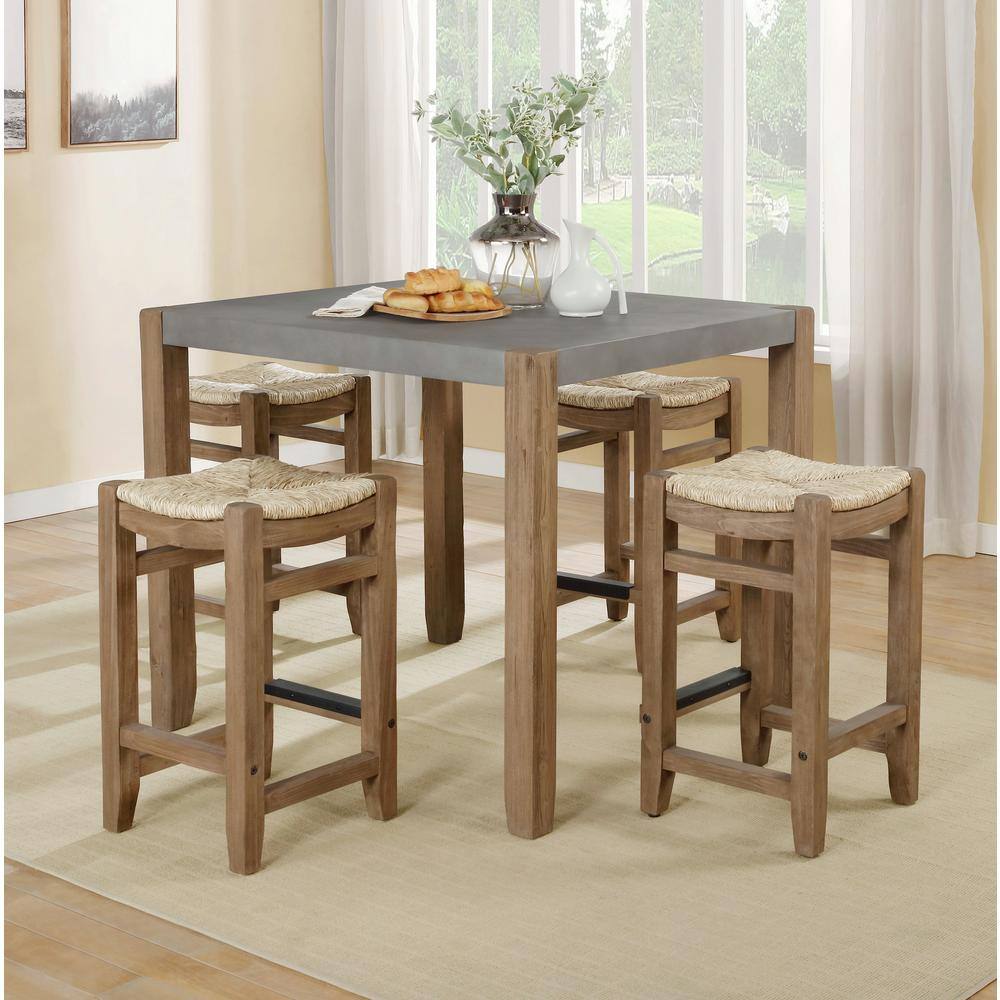 Newport 36" Gray Faux Concrete and Wood Counter Height Table