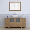 Vanity Art 60 in. W Single Basin Natural Oak Bath Vanity with White Engineered Marble Top and Mirror VA3136-60NO