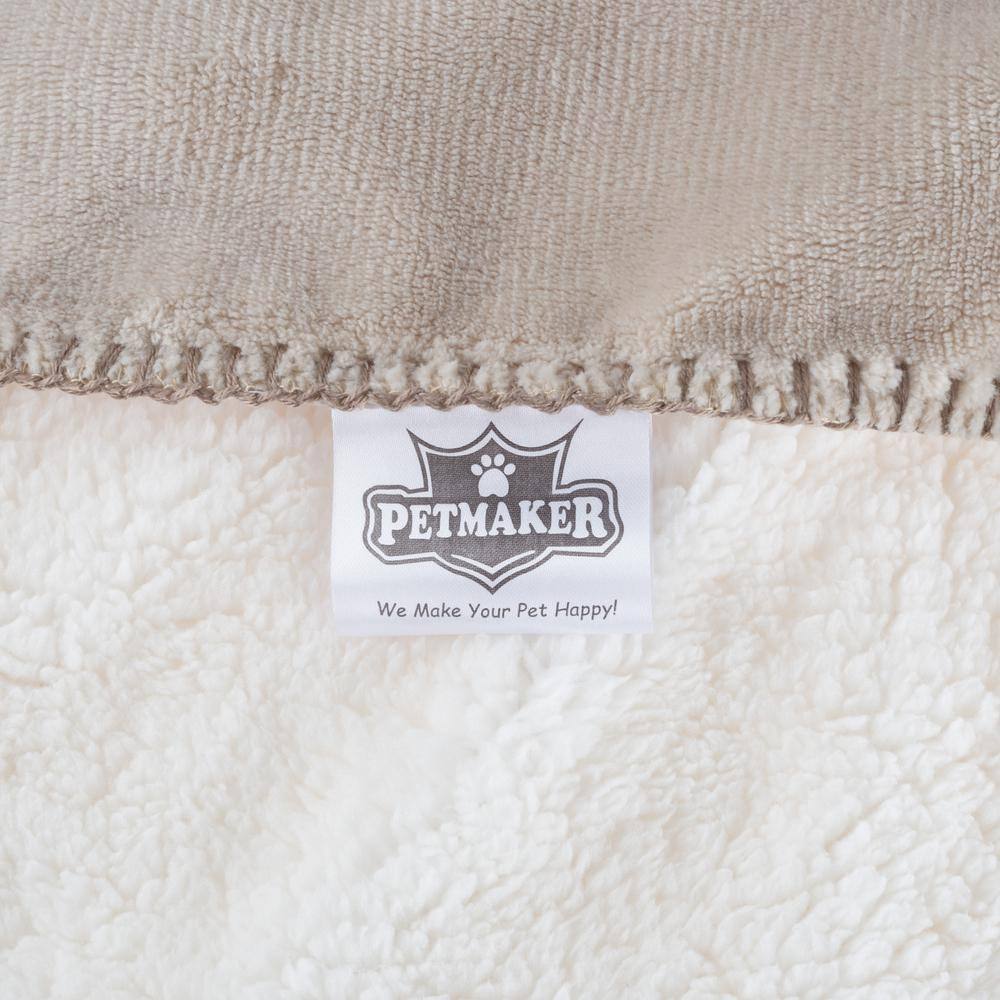 Tan Reversible Sherpa Fleece Waterproof Dog Blanket 30x40 Inch