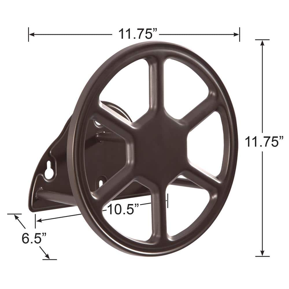 Black Steel Wall Mounted Garden Hose Reel Holder