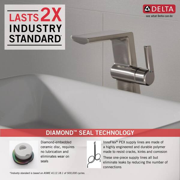 Delta Pivotal Single Hole Single Handle Vessel Bathroom Faucet In Stainless 799 Ss Dst The Home Depot