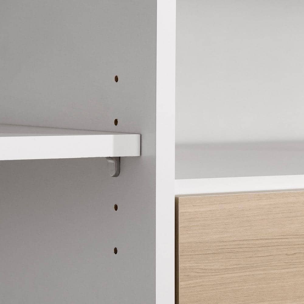 Double Soft Elm and White 2-Drawer Dresser with Door