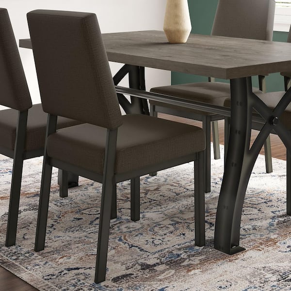 Amisco Avery Dark Brown Grey Polyester/Dark Grey Metal Dining Chair