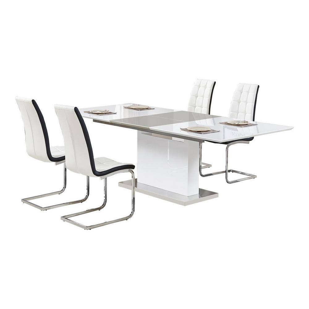 white extendable dining table and 6 chairs