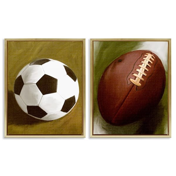 Stupell Industries Soccer & Football Traditional by Regina Moore 2 Pieces Gold Floater Frame Sports Graphic Art Print 21 in. x 17 in.