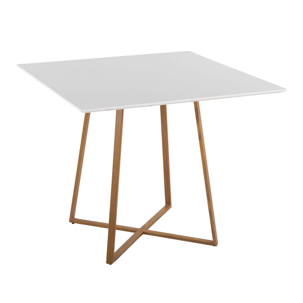 Lumisource Cosmo 36 in. Square Natural Wood Metal and White Wood Dining