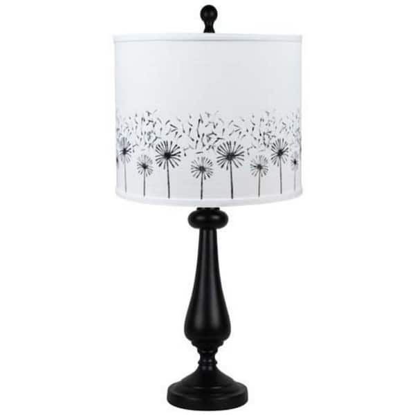 HomeRoots 27 in. Black Standard Table Lamp Black White