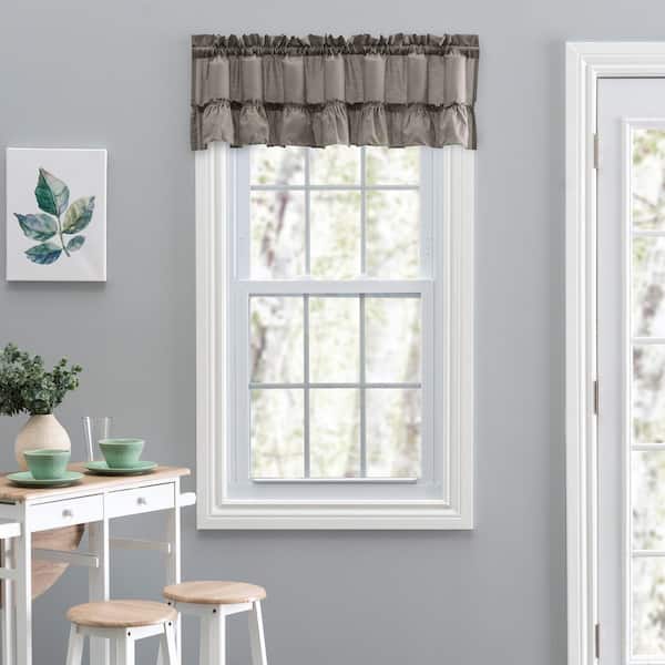 Ellis Curtain Stacey 13 in. L Polyester/Cotton Ruffled Filler Valance in Grey