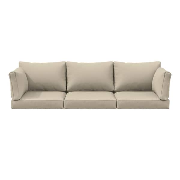 25.6 in. x 23.6 in. x 4 in. (8-Piece) Deep Seating Outdoor Lounge Chair Sofa Cushion with Lumber Pillow Cream