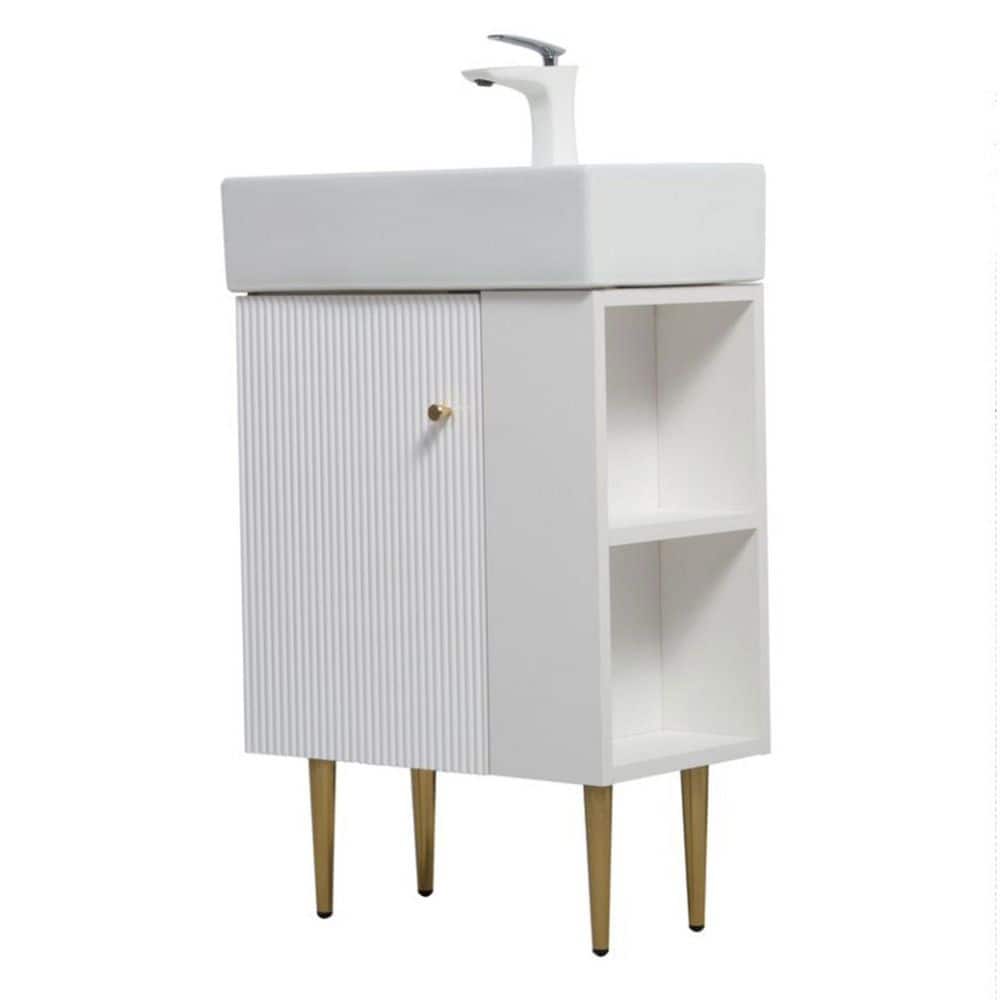 21.60 in. Single Sink Freestanding White Bath Vanity with White Ceramic Top Assembled price history on PriceWatchPro