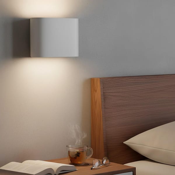 6 in. 1-Light White LED Wall Sconces 2 Pack Indoor Wall Light Hardwired Up Down Lighting for Bedroom Living Room Hallway