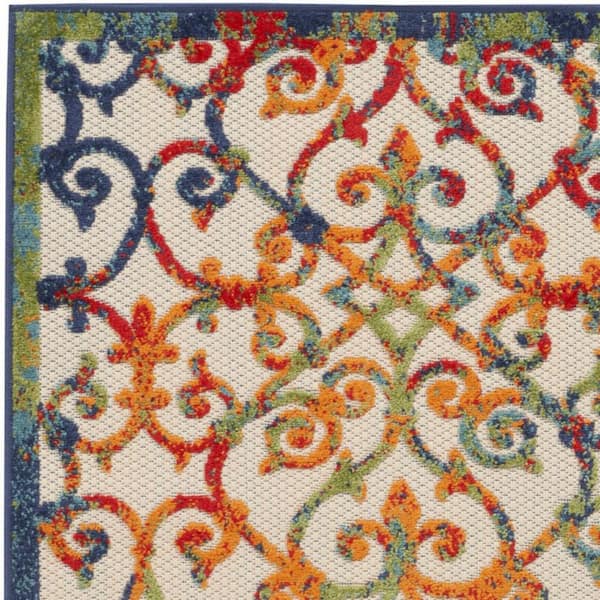 Blue, Orange 3 ft. x 5 ft. Woven Polypropylene Indoor/Outdoor Area Rug