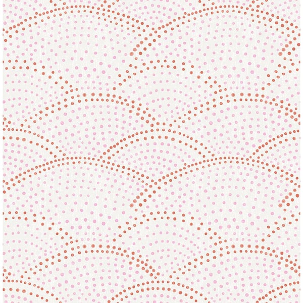 A-Street Prints Bennett Pink Dotted Scallop Pink Paper Strippable Roll (Covers 56.4 sq. ft.)