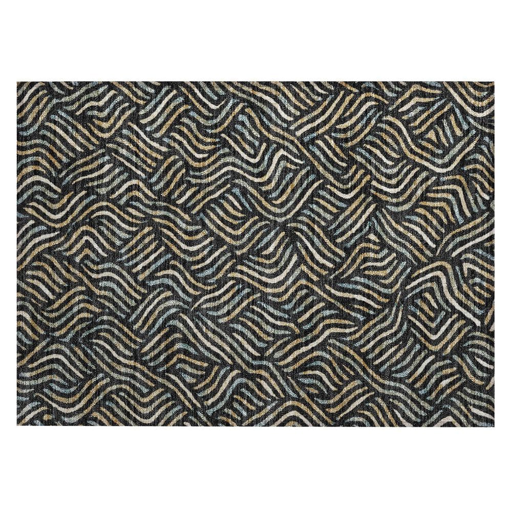Chantille Machine Washable Indoor/Outdoor Abstract ACN2474 Black 2 ft. x 3 ft. Accent Rug price history on PriceWatchPro