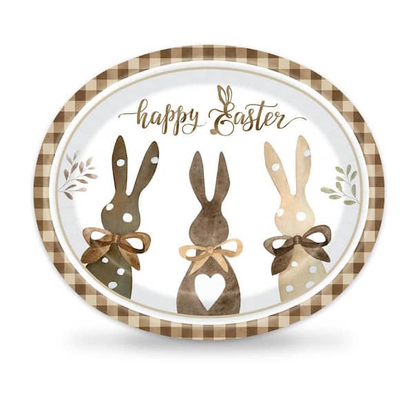 Easter Oval Paper Plates 50 Count 10 x 12.5 in Large Disposable Dinnerware for Spring Party Decor