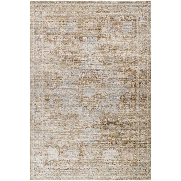 Livabliss Margaret Taupe/Brown Medallion 9 ft. x 13 ft. Washable Indoor/Outdoor Area Rug