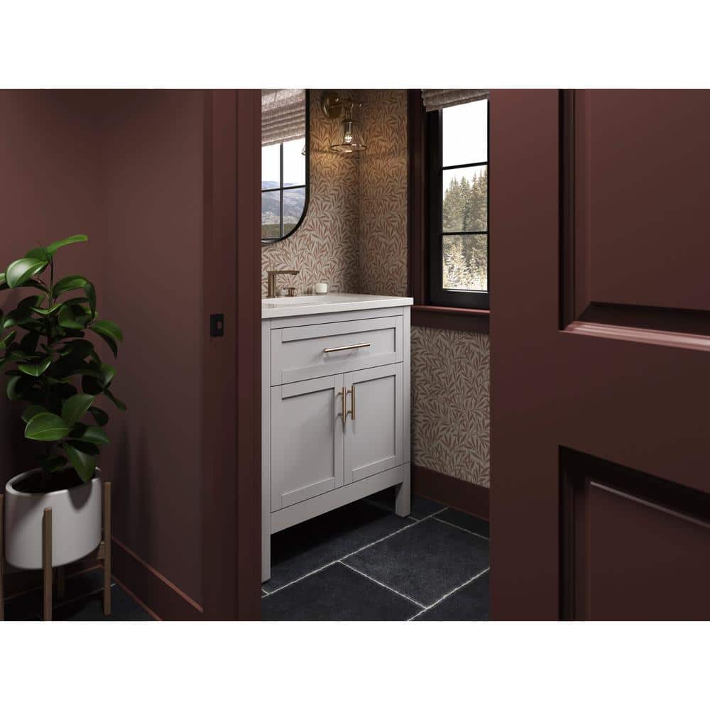 Hadron 31" Atmos Gray Mahogany Bathroom Vanity with Quartz Top