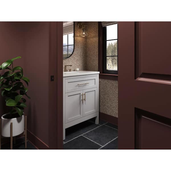 KOHLER Hadron 30.75in. Single Sink Freestanding Atmos Grey Bath Vanity with White Quartz Top Assembled