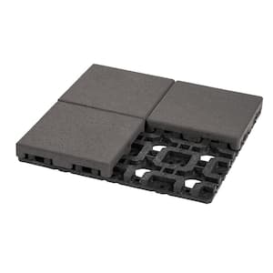 Pavers with Grid 16 in. x 16 in. x 1.75 in. Square Charcoal Rubber Kit Pavers (1-Piece/1.78 sq. ft. )