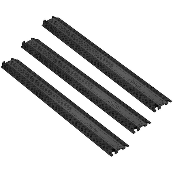 VEVOR 39 in. x 5 in. Cable Protector Ramp 2000 lbs. Load Raceway Cord Cover Speed Bump for Traffic Home Warehouse (3-Pack)