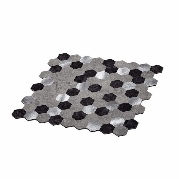 Apollo Tile (Sample) Silver 4-in x 4-in Brushed Metal Honeycomb Peel and Stick Wall Tile