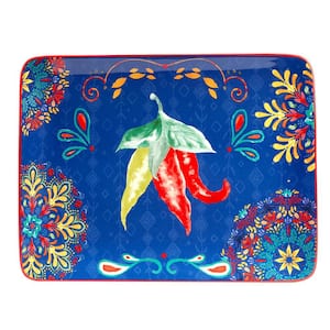 Sweet and Spicy 10 in. Assorted Colors Earthenware Rectangular Platter